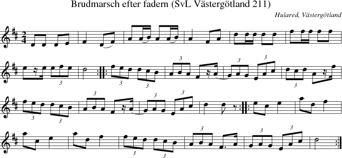 Brudmarsch efter fadern (SvL Vstergtland 211)