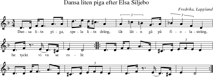 Dansa liten piga efter Elsa Siljebo