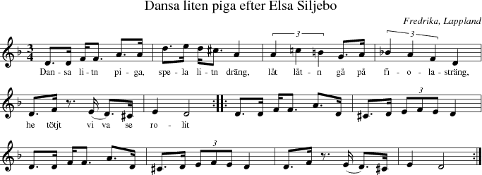Dansa liten piga efter Elsa Siljebo