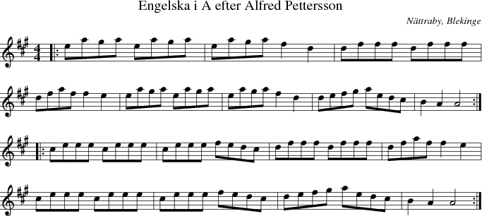 Engelska i A efter Alfred Pettersson