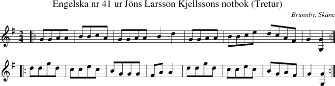 Engelska nr 41 ur J�ns Larsson Kjellssons notbok (Tretur)