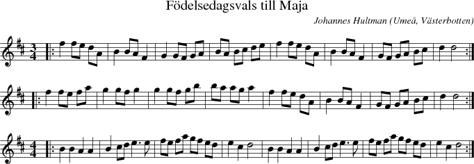 Fdelsedagsvals till Maja