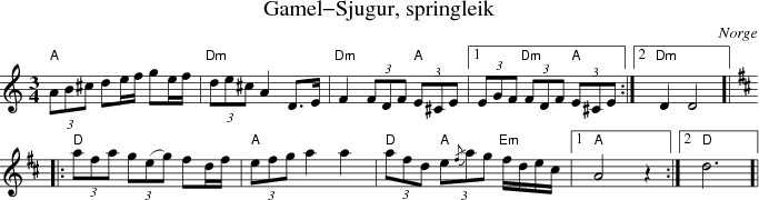 Gamel-Sjugur, springleik