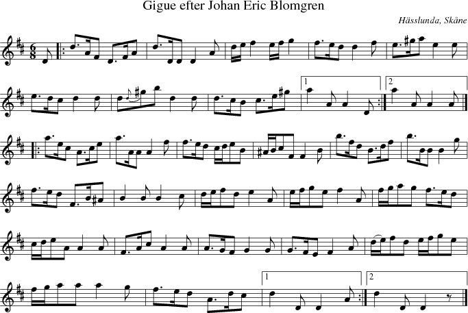Gigue efter Johan Eric Blomgren