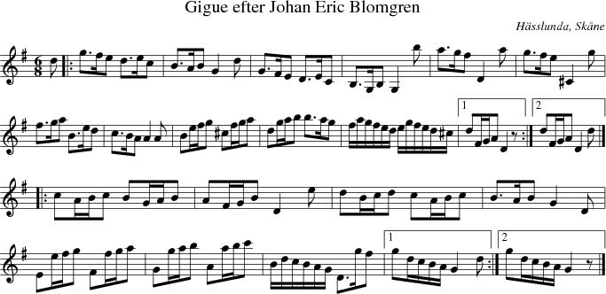 Gigue efter Johan Eric Blomgren