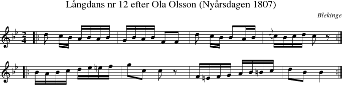 L�ngdans nr 12 efter Ola Olsson (Ny�rsdagen 1807)