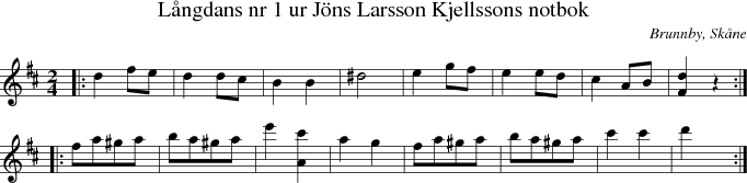 L�ngdans nr 1 ur J�ns Larsson Kjellssons notbok