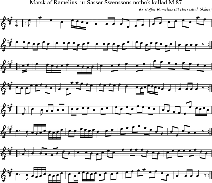 Marsk af Ramelius, ur Sasser Swenssons notbok kallad M 87