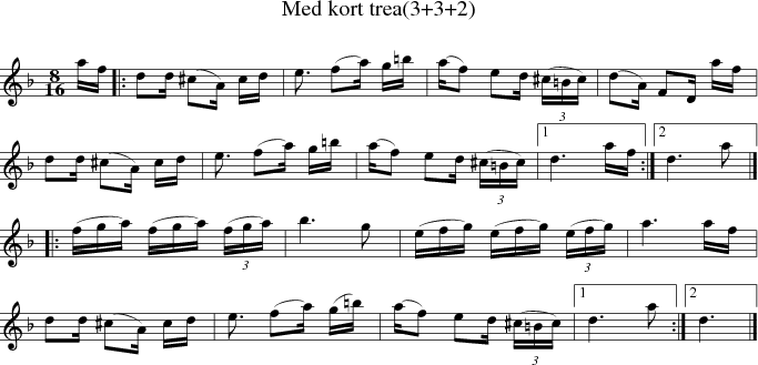 Med kort trea(3+3+2)