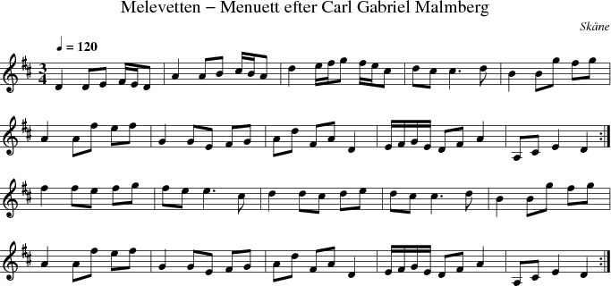 Melevetten - Menuett efter Carl Gabriel Malmberg