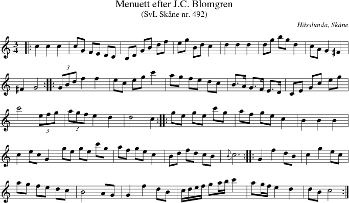 Menuett efter J.C. Blomgren 