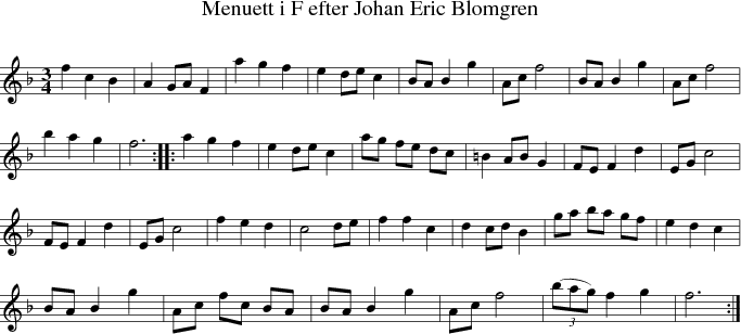 Menuett i F efter Johan Eric Blomgren