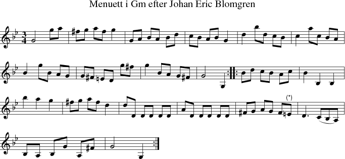 Menuett i Gm efter Johan Eric Blomgren