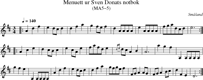 Menuett ur Sven Donats notbok