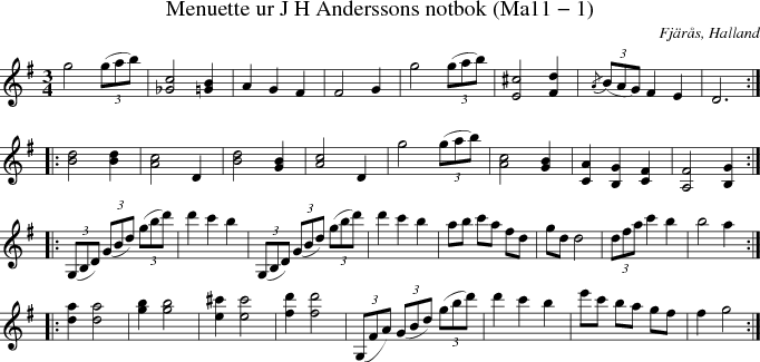 Menuette ur J H Anderssons notbok (Ma11 - 1)