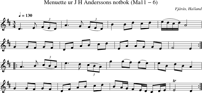 Menuette ur J H Anderssons notbok (Ma11 - 6)