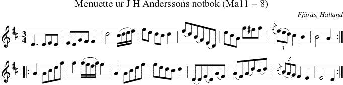 Menuette ur J H Anderssons notbok (Ma11 - 8)
