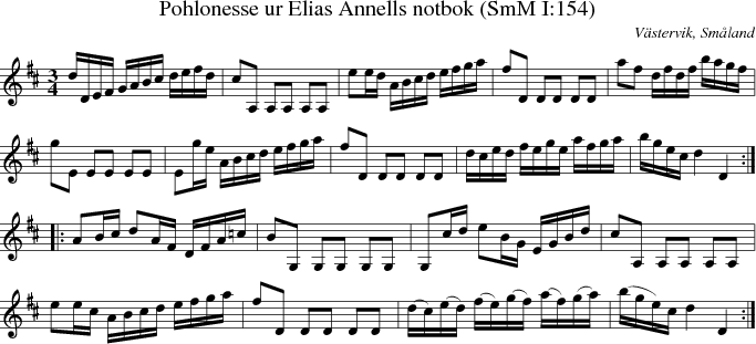 Pohlonesse ur Elias Annells notbok (SmM I:154)