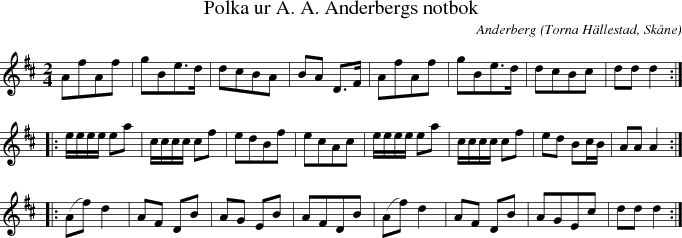 Polka ur A. A. Anderbergs notbok
