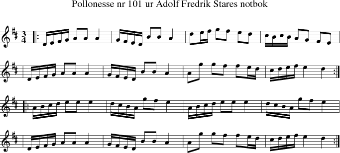 Pollonesse nr 101 ur Adolf Fredrik Stares notbok