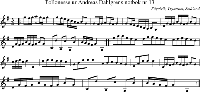 Pollonesse ur Andreas Dahlgrens notbok nr 13