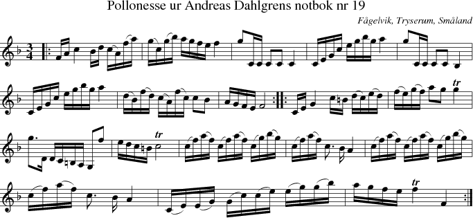 Pollonesse ur Andreas Dahlgrens notbok nr 19