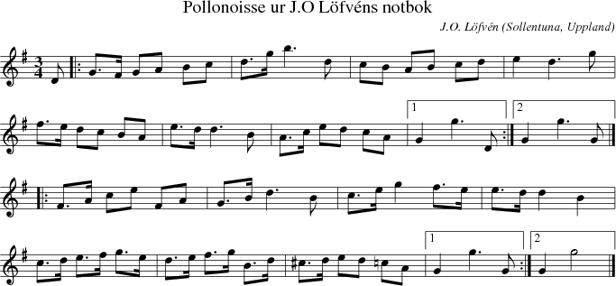 Pollonoisse ur J.O L�fv�ns notbok