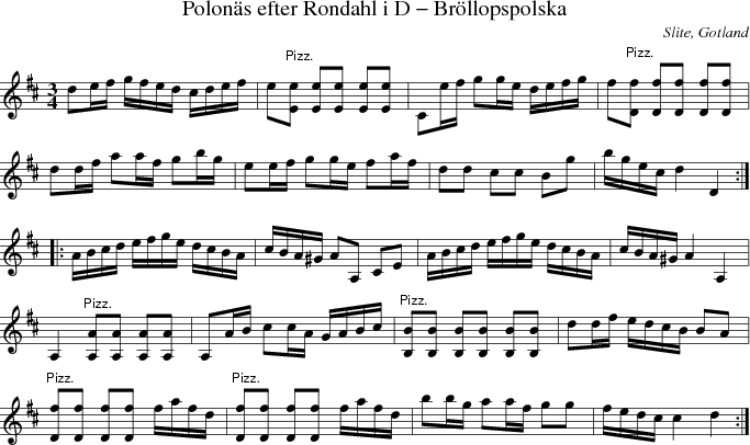 Polons efter Rondahl i D - Brllopspolska