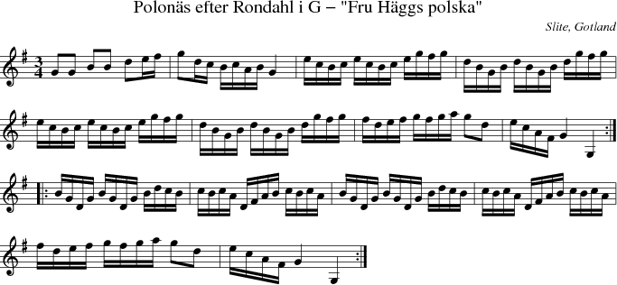 Polons efter Rondahl i G - "Fru Hggs polska"