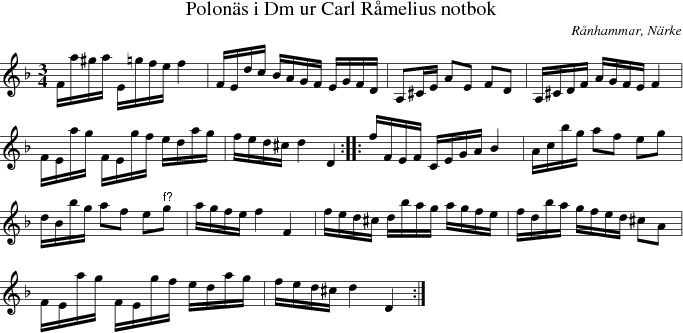 Polons i Dm ur Carl Rmelius notbok