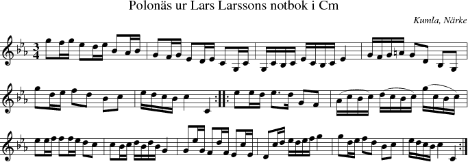 Polons ur Lars Larssons notbok i Cm