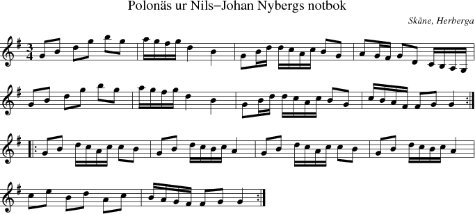 Polon�s ur Nils-Johan Nybergs notbok