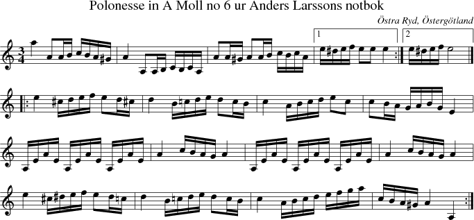 Polonesse in A Moll no 6 ur Anders Larssons notbok