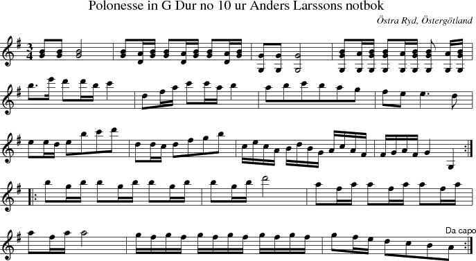 Polonesse in G Dur no 10 ur Anders Larssons notbok