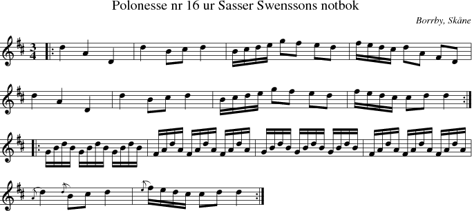 Polonesse nr 16 ur Sasser Swenssons notbok