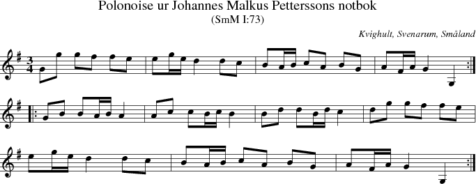 Polonoise ur Johannes Malkus Petterssons notbok