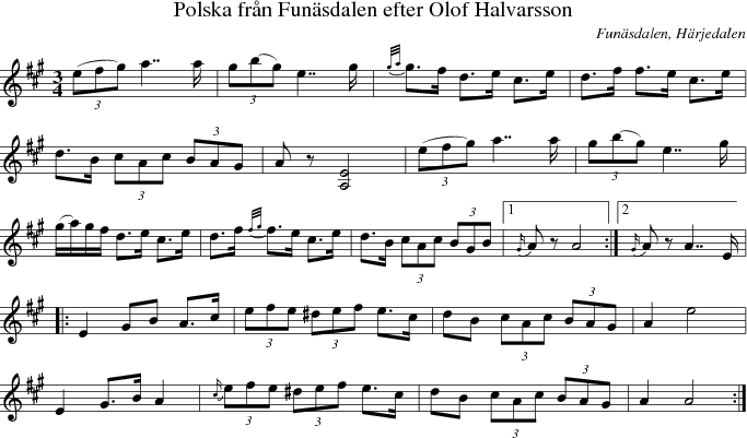Polska fr�n Fun�sdalen efter Olof Halvarsson