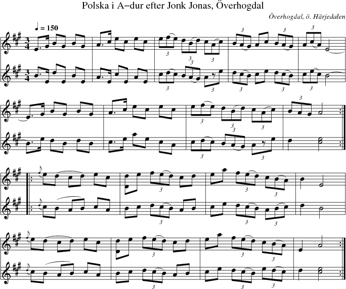 Polska i A-dur efter Jonk Jonas, �verhogdal