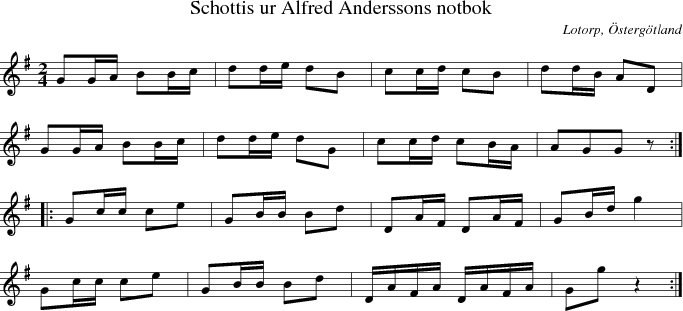 Schottis ur Alfred Anderssons notbok