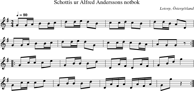 Schottis ur Alfred Anderssons notbok