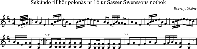 Sek�ndo tillh�r polon�s nr 16 ur Sasser Swenssons notbok