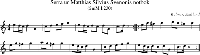 Serra ur Matthias Silvius Svenonis notbok