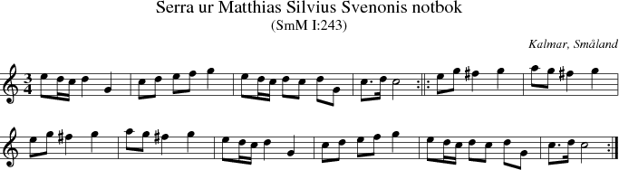Serra ur Matthias Silvius Svenonis notbok