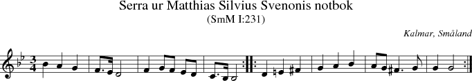 Serra ur Matthias Silvius Svenonis notbok