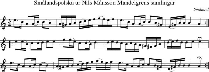 Smlandspolska ur Nils Mnsson Mandelgrens samlingar