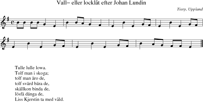 Vall- eller locklt efter Johan Lundin