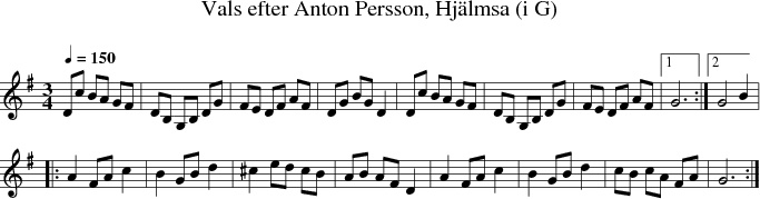 Vals efter Anton Persson, Hjlmsa (i G)