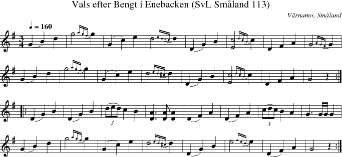 Vals efter Bengt i Enebacken (SvL Smland 113)