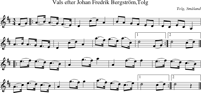 Vals efter Johan Fredrik Bergstrm,Tolg