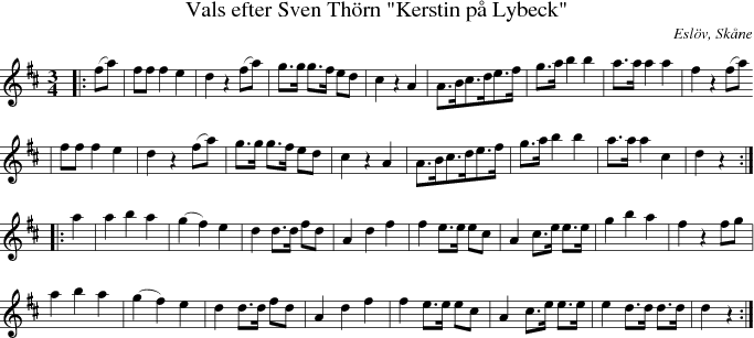 Vals efter Sven Thrn "Kerstin p Lybeck"